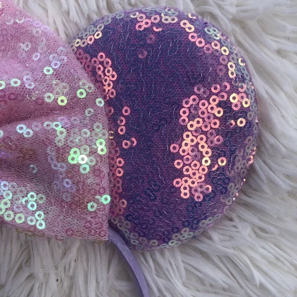 Pink and purple sequin Minnie Mouse Ears - Picture 3 of 4